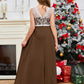A Line V Back Chiffon Lace Junior Bridesmaid Dress