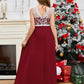 A Line V Back Chiffon Lace Junior Bridesmaid Dress