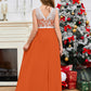 A Line V Back Chiffon Lace Junior Bridesmaid Dress