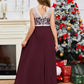 A Line V Back Chiffon Lace Junior Bridesmaid Dress