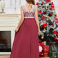 A Line V Back Chiffon Lace Junior Bridesmaid Dress