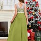 A Line V Back Chiffon Lace Junior Bridesmaid Dress