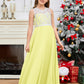 A Line V Back Chiffon Lace Junior Bridesmaid Dress