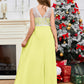 A Line V Back Chiffon Lace Junior Bridesmaid Dress