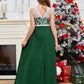 A Line V Back Chiffon Lace Junior Bridesmaid Dress