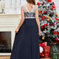 A Line V Back Chiffon Lace Junior Bridesmaid Dress