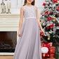 A Line V Back Chiffon Lace Junior Bridesmaid Dress