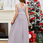 A Line V Back Chiffon Lace Junior Bridesmaid Dress