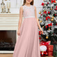 A Line V Back Chiffon Lace Junior Bridesmaid Dress