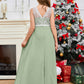 A Line V Back Chiffon Lace Junior Bridesmaid Dress