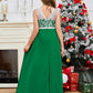 A Line V Back Chiffon Lace Junior Bridesmaid Dress