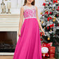 A Line V Back Chiffon Lace Junior Bridesmaid Dress