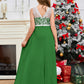 A Line V Back Chiffon Lace Junior Bridesmaid Dress
