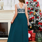 A Line V Back Chiffon Lace Junior Bridesmaid Dress