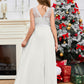 A Line V Back Chiffon Lace Junior Bridesmaid Dress