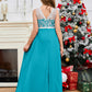 A Line V Back Chiffon Lace Junior Bridesmaid Dress