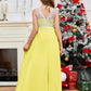 A Line V Back Chiffon Lace Junior Bridesmaid Dress