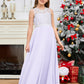A Line V Back Chiffon Lace Junior Bridesmaid Dress