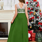 A Line V Back Chiffon Lace Junior Bridesmaid Dress