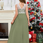 A Line V Back Chiffon Lace Junior Bridesmaid Dress