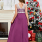 A Line V Back Chiffon Lace Junior Bridesmaid Dress