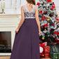 A Line V Back Chiffon Lace Junior Bridesmaid Dress
