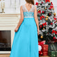 A Line V Back Chiffon Lace Junior Bridesmaid Dress