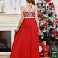 A Line V Back Chiffon Lace Junior Bridesmaid Dress