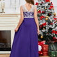 A Line V Back Chiffon Lace Junior Bridesmaid Dress