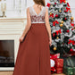 A Line V Back Chiffon Lace Junior Bridesmaid Dress