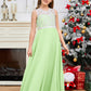 A Line V Back Chiffon Lace Junior Bridesmaid Dress