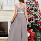 A Line V Back Chiffon Lace Junior Bridesmaid Dress