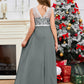 A Line V Back Chiffon Lace Junior Bridesmaid Dress