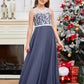 A Line V Back Chiffon Lace Junior Bridesmaid Dress