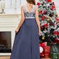 A Line V Back Chiffon Lace Junior Bridesmaid Dress