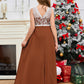 A Line V Back Chiffon Lace Junior Bridesmaid Dress