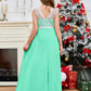 A Line V Back Chiffon Lace Junior Bridesmaid Dress