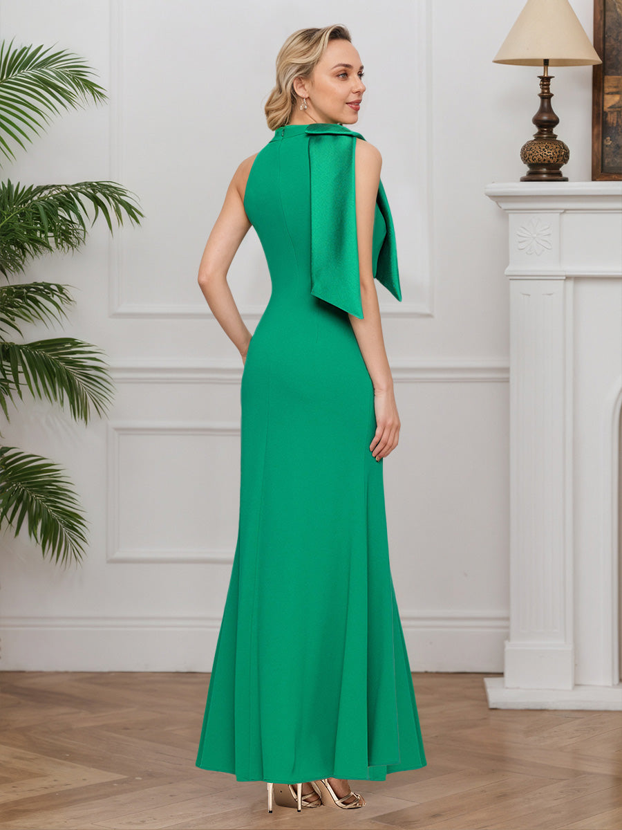 Cicinia Emerald Mother Of The Bride Dress Long Stretch Fabric Sheath Halter