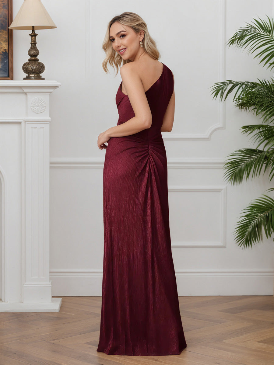 Cicinia Burgundy Mother Of The Groom Dress Long A-line One Shoulder Sleeveless