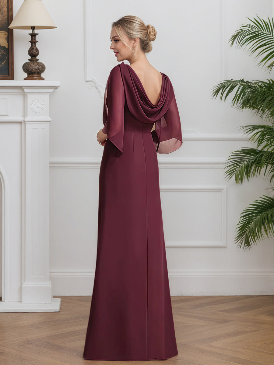 Cicinia Mulberry Mother Of The Groom Dress Long Chiffon A-line Beaded Floor Length