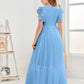 Cap Sleeves A Line Lace Top Junior Chiffon Bridesmaid Dress