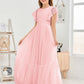 Cap Sleeves A Line Chiffon Junior Bridesmaid Dress