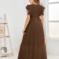 Cap Sleeves A Line Chiffon Junior Bridesmaid Dress