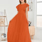 Cap Sleeves A Line Lace Top Junior Chiffon Bridesmaid Dress