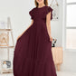 Cap Sleeves A Line Chiffon Junior Bridesmaid Dress