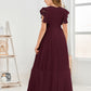 Cap Sleeves A Line Chiffon Junior Bridesmaid Dress
