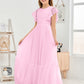 Cap Sleeves A Line Chiffon Junior Bridesmaid Dress