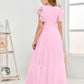 Cap Sleeves A Line Chiffon Junior Bridesmaid Dress