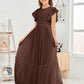 Cap Sleeves A Line Chiffon Junior Bridesmaid Dress