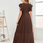 Cap Sleeves A Line Chiffon Junior Bridesmaid Dress